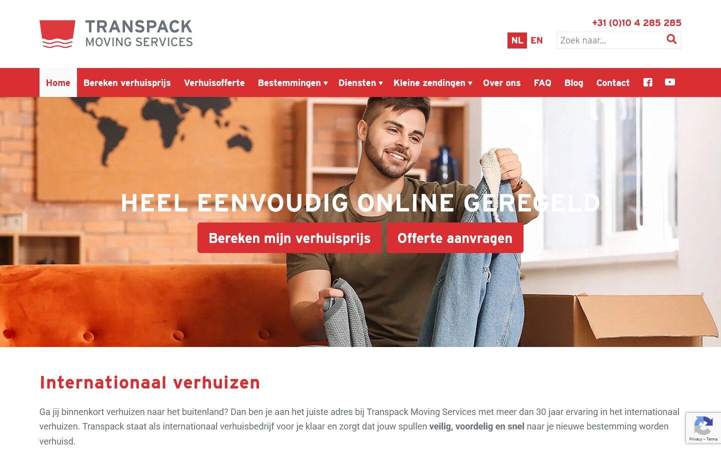 Recent opgeleverd: Transpack website